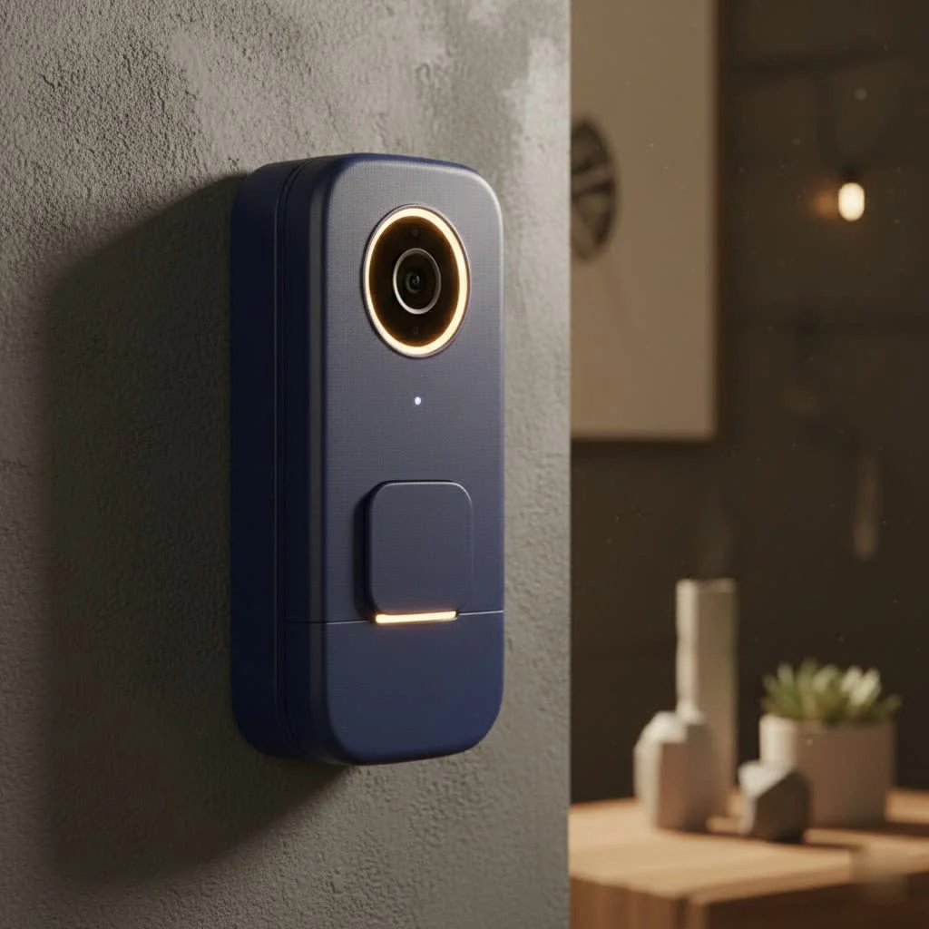 Smart doorbell camera capturing a clear view of a home's front door