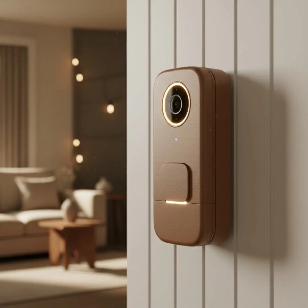 Smart doorbell with chime installed on a modern home