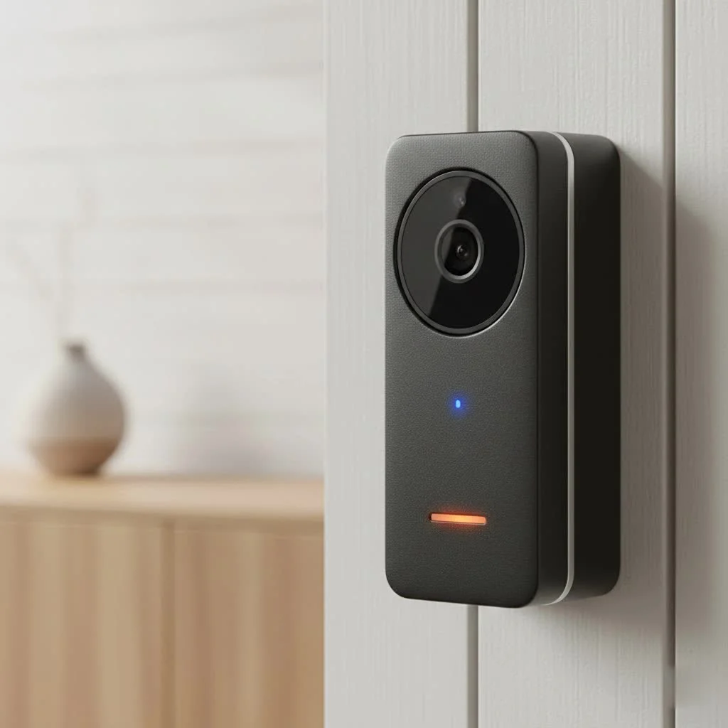 Merkury Smart Wi-Fi Doorbell Camera mounted on a home exterior